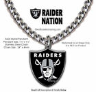 LARGE RAIDER NATION NECKLACE - STAINLESS STEEL CHAIN - NFL FOOTBALL - FREE SHIP’