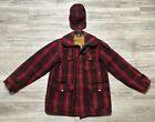 VINTAGE 1940’s WOOLRICH Plaid Hunting Trappers Jacket & Hat SIZE 40