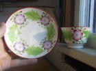 1830s EARLY SOFT PASTE LONDON SHAPE CUP & SAUCER HAND PAINTED PURPLE FLOWERS