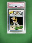 New Listing1980 Topps #482 Rickey Henderson Oakland A's RC Rookie HOF - PSA 8 NM-MT