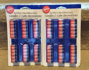 Wilton Red, White  & Blue Ribbon Candy Candles - New- Lot Of 2