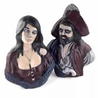Pair Holland Mold Figurine Bust Pirate Gypsy Man and Woman Ceramic Statue