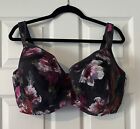 Cacique Bra Womens 44H Balconette Lightly Lined Underwired Bra Grey Floral EUC