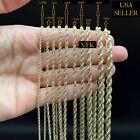 Solid 18K Gold Over Sterling Silver Italian Diamond-Cut Braided Rope Chain