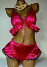 Glossy Baby Pink 2nd Satin Training Bra & Bikini Brief Panty Lingerie Set L XL