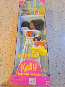 New ListingKelly Baby Sister of Barbie African American Doll Eatin' Fun 1997 Highchair NIB