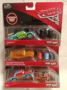 DISNEY PIXAR CARS 3  Lot Of 3.  DEMO DERBY  SYNTHETIC RUBBER TIRES , NEW ON CARD