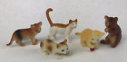 Miniature Cat Figurine Lot of 5 Mini  Plastic Playful