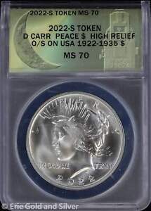 2022-S D Carr Peace Dollar Overstrike Token ANACS MS 70 | O/S on USA High Relief