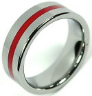 Tungsten Carbide Ring Red Resin Inlaid Polished Wedding Band 8mm Unisex