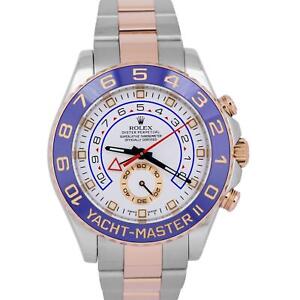 New ListingRolex Yacht-Master II White Two-Tone BLUE HANDS 18K Rose Gold Steel 44mm 116681