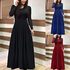 Women Long Sleeve Solid Dress High Neck Cocktail Party Elegant Casual Long Dress