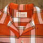 Towncraft Shirt Mens Medium Vintage Loop Collar Penneys Orange Plaid Vtg 50s 60s