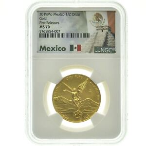2019 Mo Mexico 1/2 OZ Gold Libertad Onza Coin NGC MS70 First Release Graded Slab