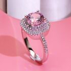 Round Cut Pink Tourmaline Engagement Ring Solid 14k White Gold Real Moissanite