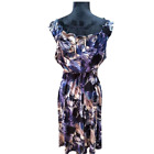 Axcess Blue Black Floral Paisley Rose Print Empire Waist Sleeveless Dress XL