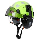 CE Construction Safety Helmet With Visor Built In Goggles Earmuffs ANSI Hard Hat