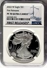 2022 W PROOF SILVER EAGLE FIRST RELEASES NGC PF70
