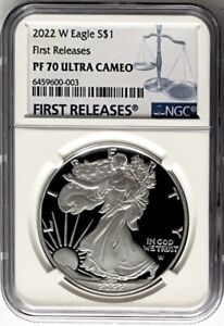 New Listing2022 W PROOF SILVER EAGLE FIRST RELEASES NGC PF70