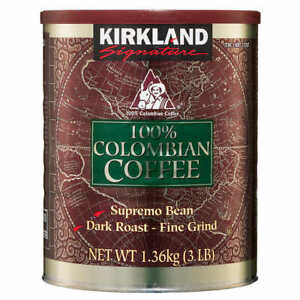 Kirkland Signature Fine Ground Coffee 100% Colombian SUPREMO or DECAF DARK ROAST