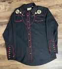 Scully Men's Western Shirt Size Large, Pearl Snap, Embroidered, DEFECTS