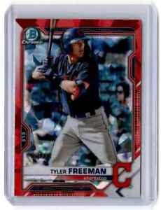 2021 Bowman Chrome Sapphire Red Refractor Tyler Freeman 05/15 Cleveland Indians