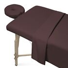 3 pc London Linens Massage Table Percale Sheet Set Chocolate Poly/Cotton Blend