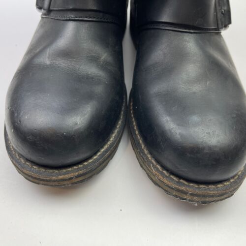 LL Bean Black Leather Buckle Pull-on Motorcycle Riding Work Boots Men Size 10