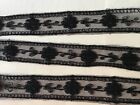 9 1/2 YD BLACK BEADED CORD FLORAL EMBRDROIDERED ON POLY NET INSERT