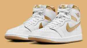 Nike Women's Air Jordan 1 High OG Shoe White Metallic Gold FD2596-107 NEW