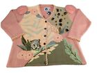 New Cardigan Sweater Vintage 3X Storybook Knits Pink Cheetah Leopard Print