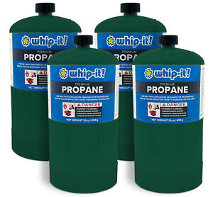 Whip It 4 pk Propane 16 Oz 1 lb GAS Fuel Cylinder Camping  Not Coleman Tank BBQ