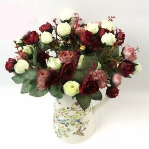 Artificial Love Flower Bouquet Fake Plant Bunch Wedding Party Home Decor Xmas US