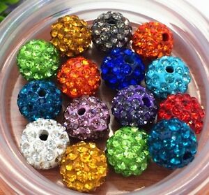 10mm 100 pcs/lot mixed white red crystal shamballa beads disco ball spacer