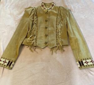 Scully leather beaded studded fringe jacket size medium