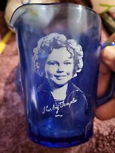 Vintage Shirley Temple Cobalt Blue Cereal Bowl With Pitcher B4