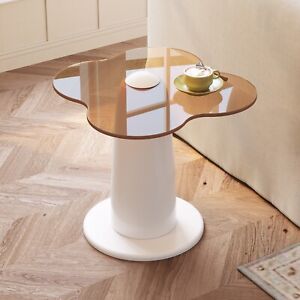 Guyii Side Table with Tempered Glass Living Room Small Coffee Table End Table