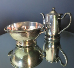 Vintage Elkington & Victor Co. Hotel Silver Plate 8 Ounce Teapot & Sugar Bowl