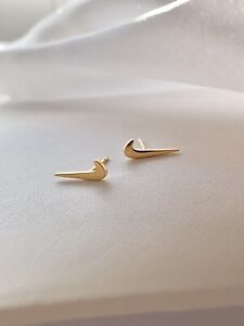Nike Gold  Swoosh Earrings