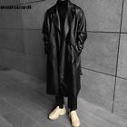 2023 New Spring Autumn Long Black Oversized Faux Leather Trench Coat For Men