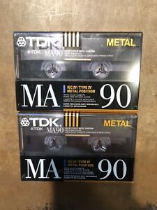 Two sealed TDK MA-X 90 Minute IEC IV / TYPE IV Metal grade Blank Cassette Tape
