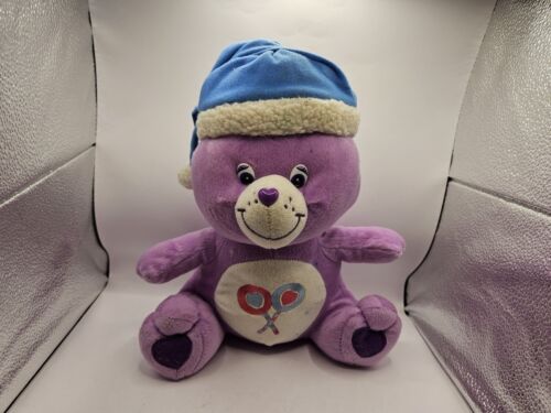 Care Bears Purple Share Bear w/Winter Hat 2006 Nanco Used Condition Christmas