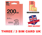 Three SIM Card PAYG Nano/Micro/Standard TRIO SIMCARD UK Pay As You Go UK SimCard