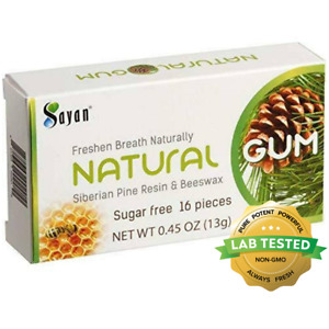 Sugar Free Chewing Gum All Natural Larch or Pine Tree Resin Flavor with Beeswax