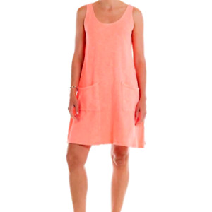 FRESH PRODUCE XL Sunset Coral ORANGE DRAPE Cotton Jersey Tank Dress $65 NWT XL