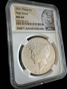 2021 Peace $1 High Relief Silver Dollar NGC MS69 GEM BU - Ready to Ship