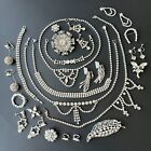 Vintage Mid Century Silver Tn Crystal Rhinestone Jewelry Lot Wedding Pretty! Z83