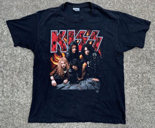 Vtg 1992 Kiss Rock Band Revenge Tour Single Stitch 90s T-shirt USA - Size XL