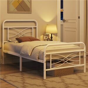 Twin/Full/Queen Metal Bed Frame with Criss-Cross Design Headboard USED