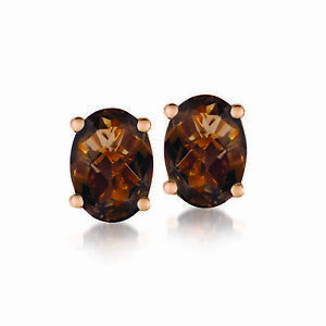 LeVian 925 Sterling Silver Rose Gold Plated Smoky Quartz 2 cts Earrings